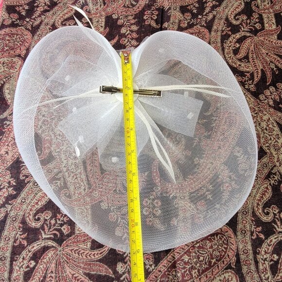 White Saucer Fascinator Mesh with White Rosette Saucer Hair Accessory - Picture 10 of 14